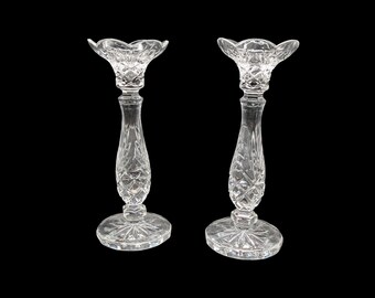 Noritake Hampton Hall Crystal Candlesticks – Pair of 9″ Full Lead Crystal