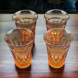 Set of 4 Mid-Century Modern Noritake Perspective Amber 10 oz Tumblers
