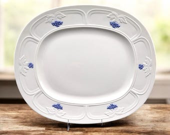 Rare Antique Adderly Blue Chelsea Embossed Serving Platter Bone China 13 3/8" England