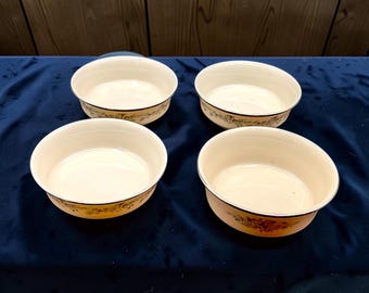 Vintage Lenox Repertoire Set of 4 Fruit Bowls Ivory Silver Floral USA C1970s