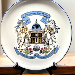 Prince Charles and Lady Diana Spencer Commemorative Marriage Ceramic Plate by Denby 1981 - 10 Inch Diameter - English Royalty Collectable
