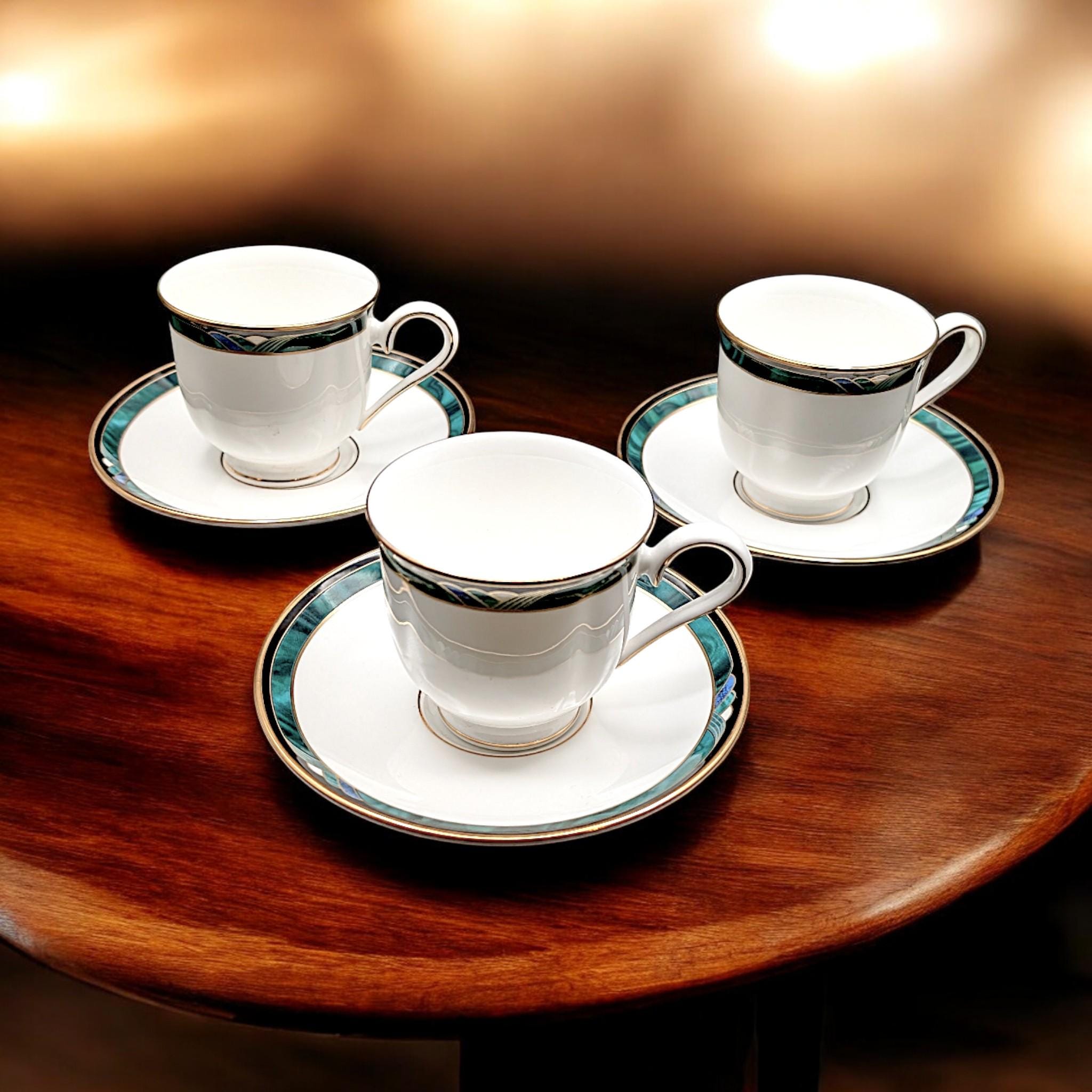 Lenox Kelly Bone China Teacup and Saucer Set – Malachite Green