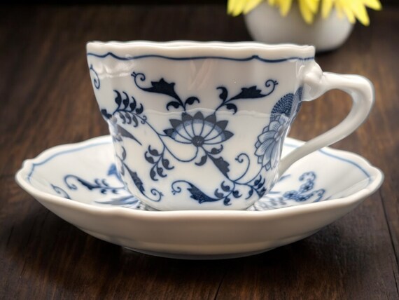 Blue Danube Cup and Saucer Set of 2: Oversized Floral China - Etsy