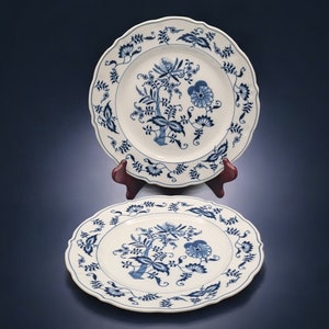 Blue Danube Set of 2 Dinner Plates by BLUE DANUBE Ribbon Banner Backstamp Circa 1951 Pristine Condition