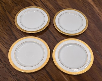 Set of 4 Lenox Eternal Bread Plates 6 3/8" Landmark Gold Rim Bone China USA