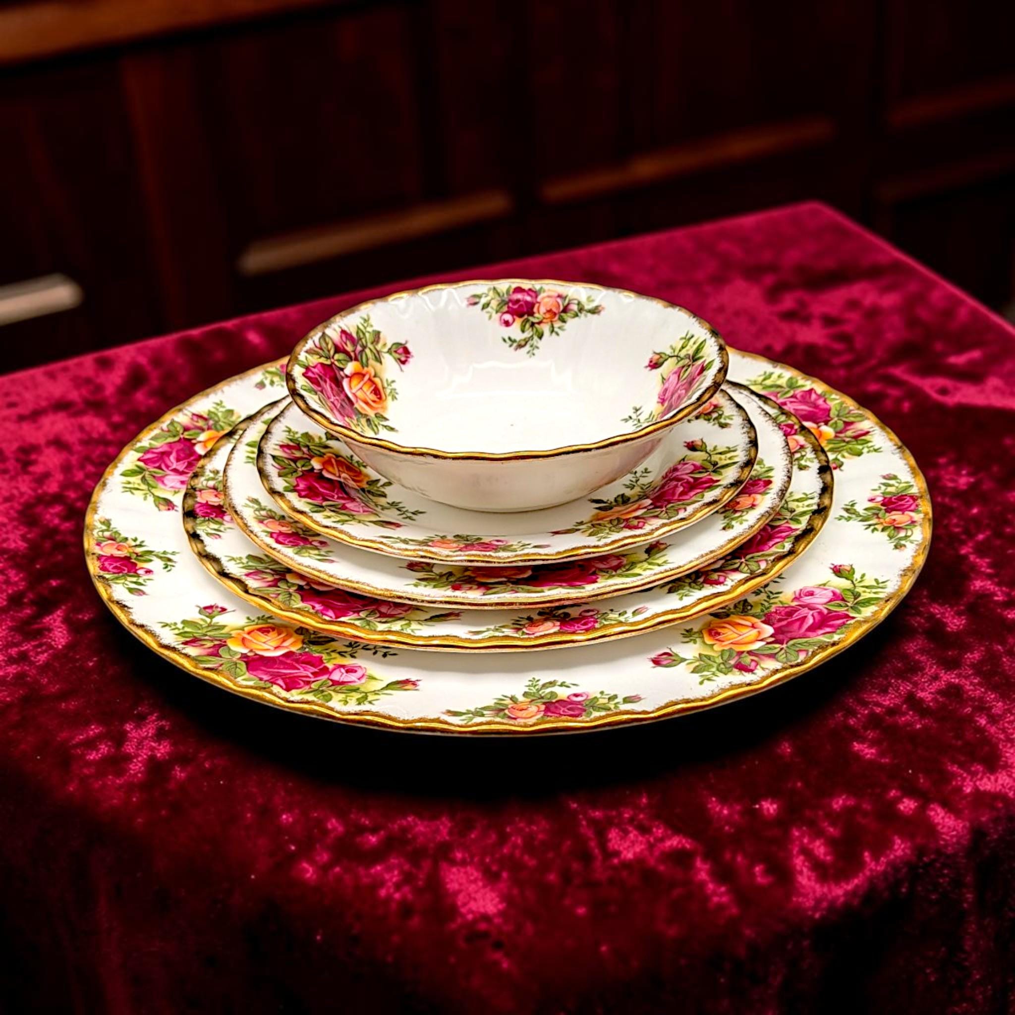 M♦美品　 　 OldCountryRoses 　プレート Set of 8 Old Country Rose Serving China - Etsy
