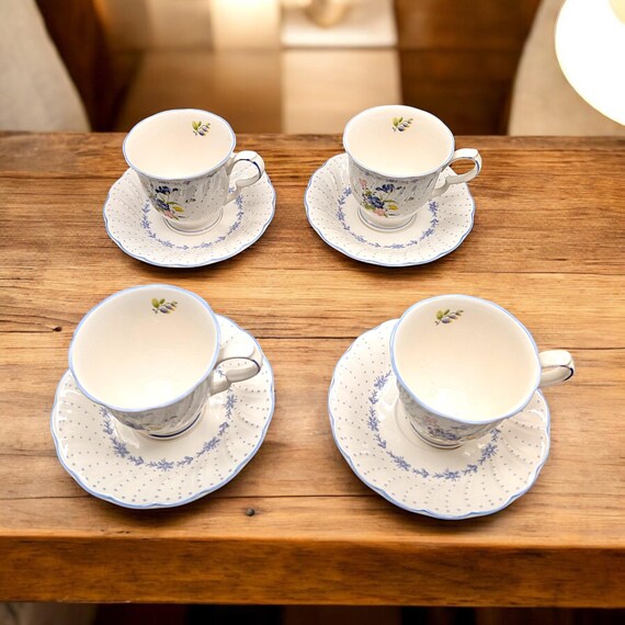 Nikko Blue Peony Teacup Set of 4, Japanese Porcelain - Etsy