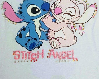 Stitch and Angel Girls Crystal T-Shirt