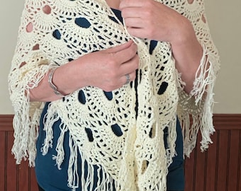 Egg Shell Open White Shawl