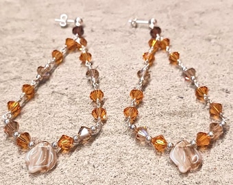 Natural Earth Tone Crystal's & Sterling Silver Chandelier Earrings