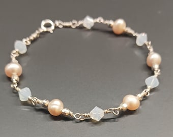 Light Pink Pearls & Opal Crystal's Bracelet