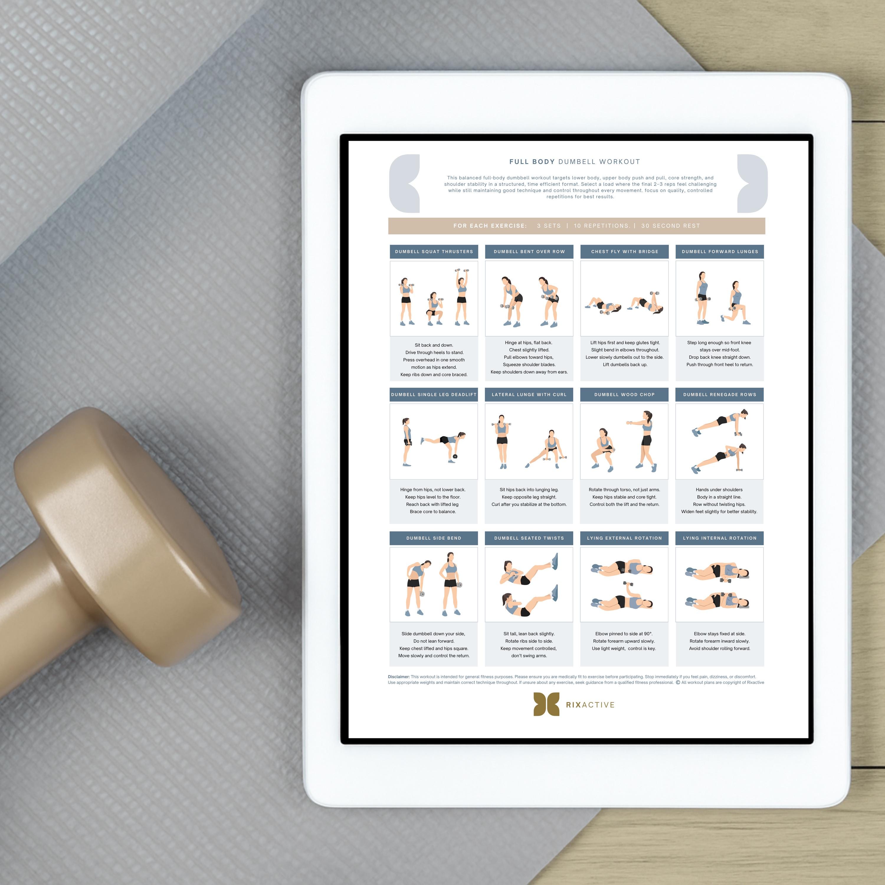 Full Body Dumbbell Workout Plan for Women (PDF Download) - Etsy