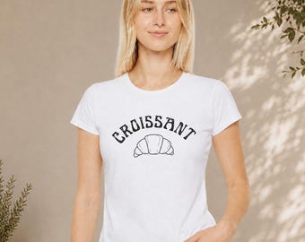 Croissant T-Shirt | Vintage French Bistro Graphic Illustration Tee | For Women
