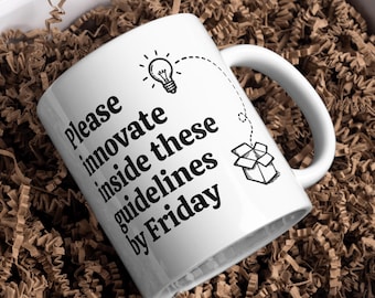 Think Out Of The Box Mug, Funny Office Gift, Coworker Mug, Corporate Work Humor