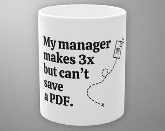 Funny Manager Mug, Office Humor, Work Joke, Coworker Gift, Minimalist Typography Mug