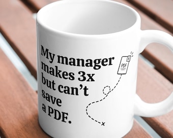 Funny Manager Mug, Office Humor, Work Joke, Coworker Gift, Minimalist Typography Mug