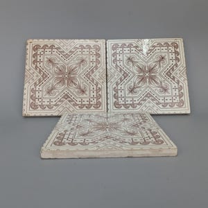 Ceramic Tiles Victorian aesthetics movement  Floral Scroll Pattern Set of 3