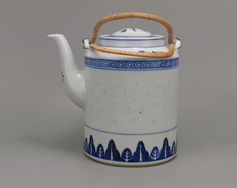 Tetera antigua de porcelana china Jingdezhen de gran tamaño con diseño de grano de arroz.
