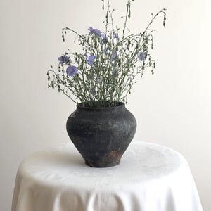 Handmade Black Clay Vase, Rustic Pottery Vessel, Wabi Sabi Decor