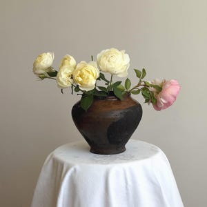 Black Brown Clay Vase, Rustic Black Pottery Vessel, Dark Brown Wabi Sabi Decor,