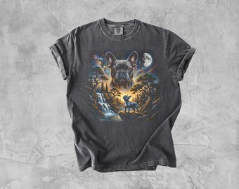 French Bulldog Howling To The Moon T-Shirt, Vintage Graphic Dog Lover Shirt, Gift Bulldog Mom, Silly Frenchy Shirt, 90s Full Moon Dog Shirt