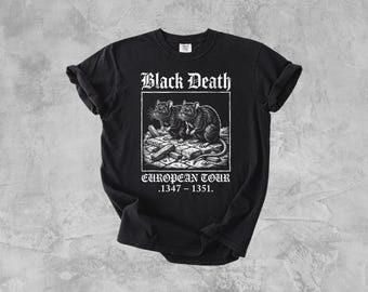 Black Death European Tour 1347 Shirt, Comfort Colors® Gothic Medieval Plague Rat Tee, Vintage Dark Humor History Graphic Tshirt