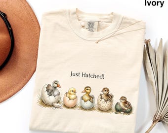 Just Hatched Comfort Colors Shirt, Cute Baby Birds Tee, Farm Animal Lover Gift, Vintage Poultry Graphic, Country Life Aesthetic Apparel