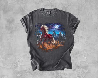 Wild Horses Vintage 90s Graphic T-Shirt, Retro Moonlit Desert Running Horse Tee, Comfort Colors® Western Country Animal Shirt
