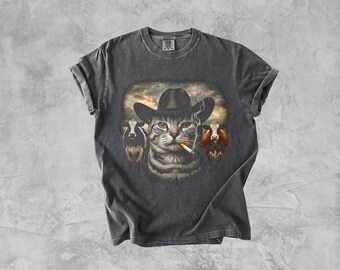 Smoking Cowboy Cat Shirt, Funny Western Comfort Colors Tee, Unhinged Meme Tshirt, Weird Country Cat Lover Gift, Ironic Graphic Top