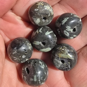 15 mm Chinese Writing Rock Barrel Beads Set of six CWRBB2J