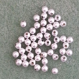 4 mm Sterling Silver Beads 50 pieces