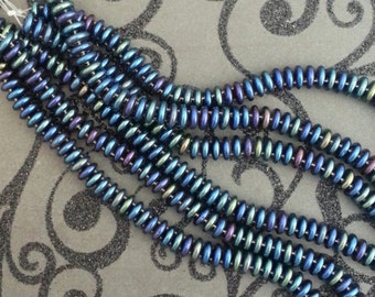 6 mm Lentil Beads Iris Blue Color 2 Hole