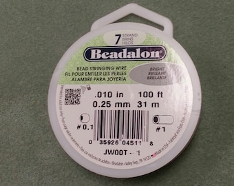 Beadalon Bead Stringing Wire. 7 Strand, .010 Thick 100 foot roll