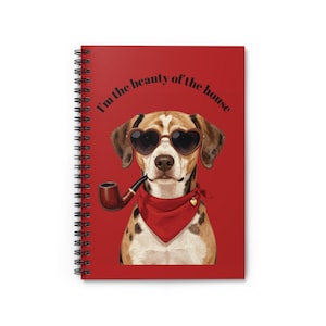 Heart Sunglasses Dog with Pipe | Spiral Notebook