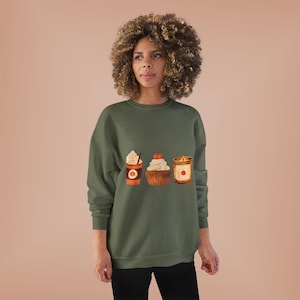 Pumpkin Spice Coffee Cup Cupcake Candle Sweatshirt | Autumn Fall Cozy
