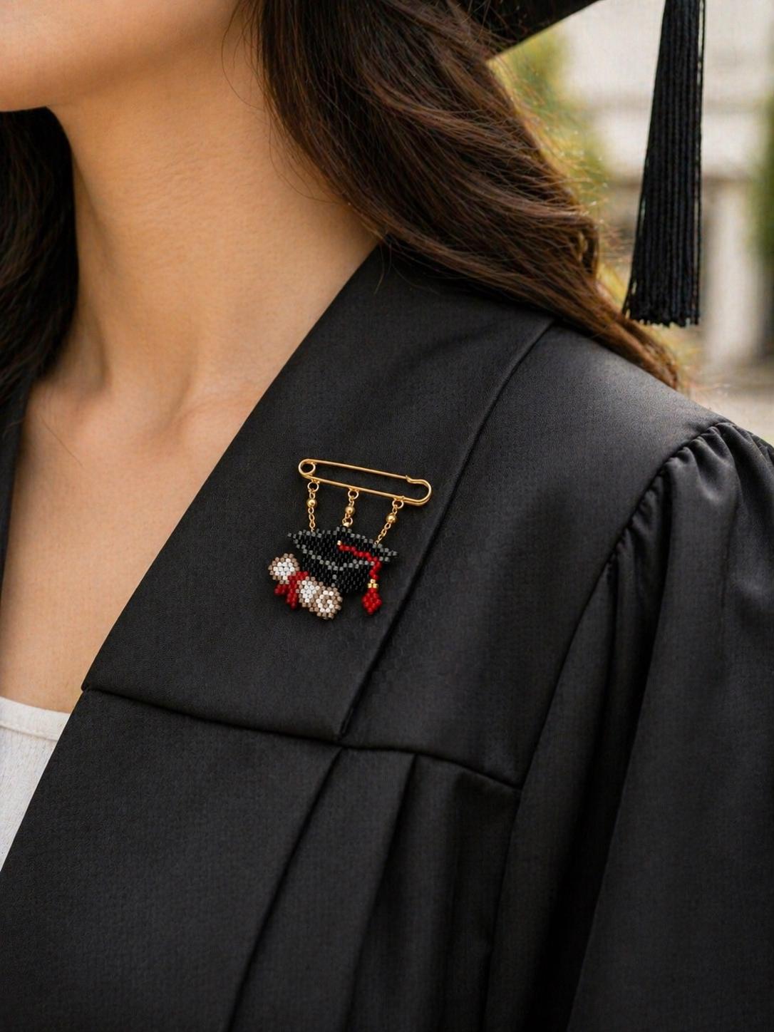 Graduation Brooches Miyuki Beaded Graduation Cap Brooch, Diploma Pin, College Jewelry ...