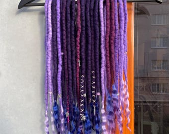 Wool dreadlocks, wool de dreads, dreadlock extensions, wool dreads with mohair ends