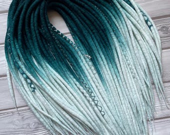 Wool dreadlocks, de dreads, teal white loc extensions