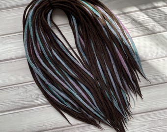 Wool Dreadlocks DE Set Brown, Double Ended Dreads, Boho Festival Hair, Handmade Dread Extensions