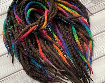 Brown DE dreads, wool dreadlocks brown, loc extensions, wool dreads