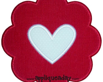 Scalloped Heart 2 Applique Design (Machine Applique Embroidery Design) Instant Digital Download by Applique a Day 4x4 5x7 6x10