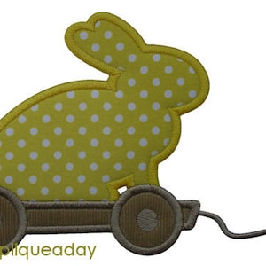 Rabbit Pull Toy Applique (Machine Applique Embroidery Design) Instant Digital Download by Applique a Day 4x4 5x7 6x10