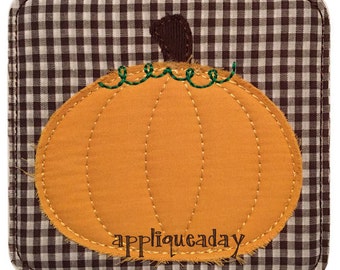 Raggy Pumpkin Applique Design (Machine Applique Embroidery Design) Instant Digital Download by Applique a Day 4x4 5x7 6x10