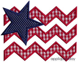 Applikation med satin chevronflagga (maskinapplikationsbroderidesign) direkt digital nedladdning av Applique a Day 4x4 5x7 6x10