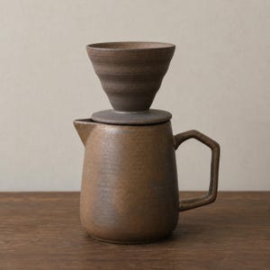 Iron Rust Glaze Pour Over-kaffeset, rostbrunt keramiskt droppmunstycke med 620 ml servering
