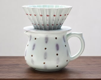 Celadon blauwe keramische opgietkoffieset met schenkkan van 400 ml