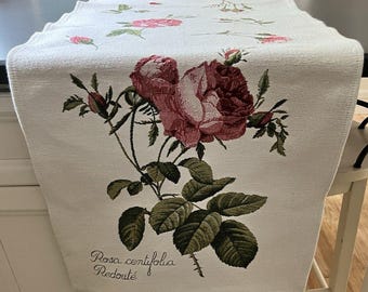 Art de Lys France Tapestry Table Runner Rosa Centifolia Redoute 17.5" x 67"