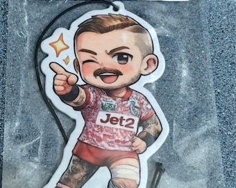 Deodorante per auto con l'immagine del giocatore di rugby league dei Leigh Leopards