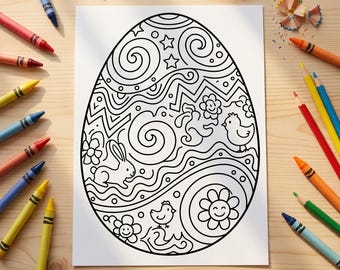 Easter Coloring Pages for Kids, Bunny Eggs Chick, Printable PDF (A4 + US Letter)