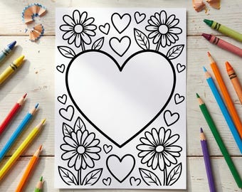 Valentine's Day Coloring Pages for Kids, Hearts Love Cupid, Printable PDF (A4 + US Letter)